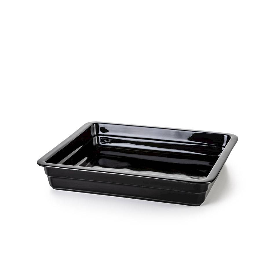 Gastronorm plato rectangular porcelana negra 2/3 cm 35x32,5x6,5