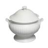 Soupière à côtes avec couvercle en porcelaine blanche lt 3