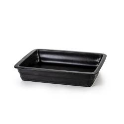 Gastronomía 1/2 plato rectangular de fundición de porcelana negra 32x26,5x6,5 cm