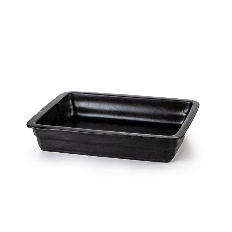 Gastronomía 1/2 plato rectangular de fundición de porcelana negra 32x26,5x6,5 cm