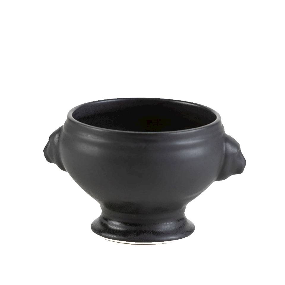Sopera cabeza de león porcelana negra efecto hierro fundido lt 2