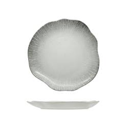Plato llano Organic Radius de porcelana decorada en blanco y gris 28 cm