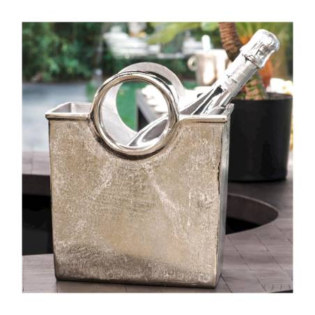 Sac seau à vin en aluminium argenté cm 21x14x25,5