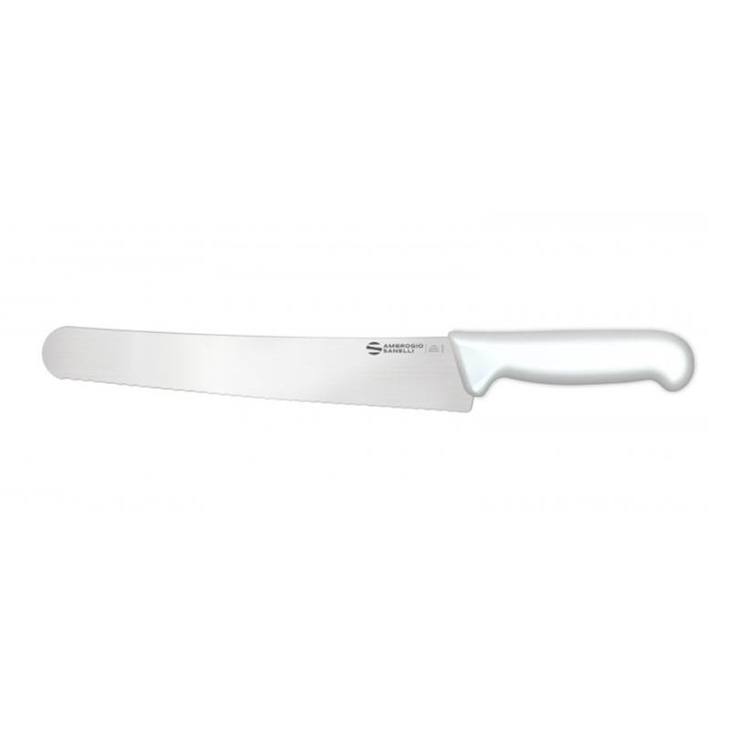 Cuchillo para pan Sanelli Ambrogio Soft Supra 4D de acero inoxidable y mango blanco cm 38,5