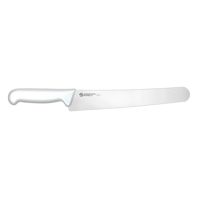 Sanelli Ambrogio Micro Supra 4D couteau à pain en acier inoxydable et manche blanc cm 38,5