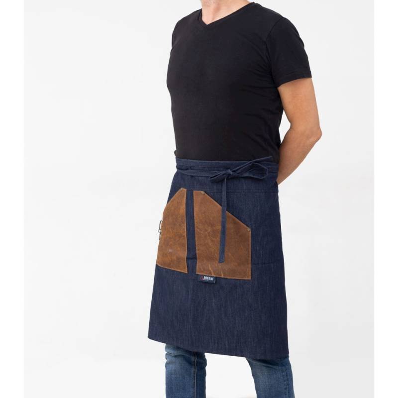 Tablier de taille en jean avec poches en cuir 56x90 cm