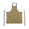 Tablier avec bavette et poche Airone en coton beige et passepoil en cuir cm 68x78