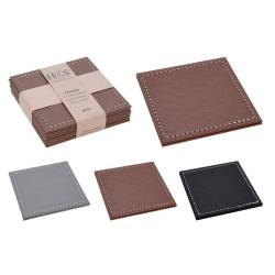 Posavasos cuadrado de polipiel gris 10x10 cm