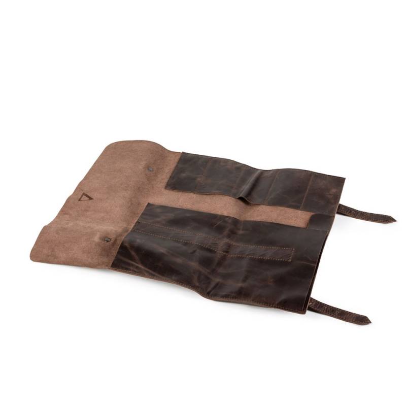 Sac à couteaux Moeta pour 5 personnes en cuir marron