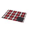 Set de table Ponente rectangulaire avec pochette à couverts en toile écossaise rouge et noire 47x39 cm