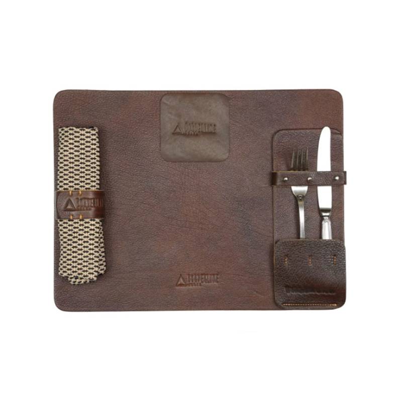 Ensemble de table Maestrale 4 pièces en cuir marron