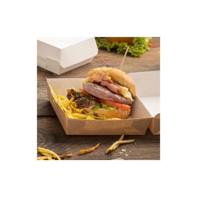 La boîte à hamburgers Pack en carton brun 14,2x13,7x6,1 cm
