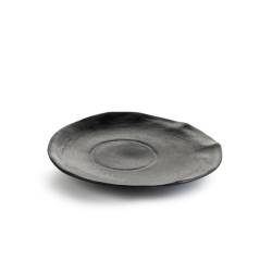 Plato plano roto de porcelana negra mate 22 cm