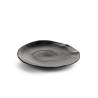 Plato plano roto de porcelana negra mate 22 cm