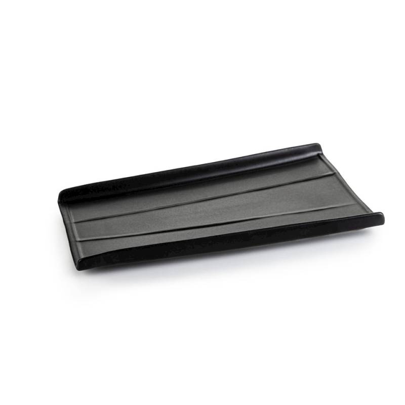 Roma Medium Assiette en porcelaine noire mate 32x16.5