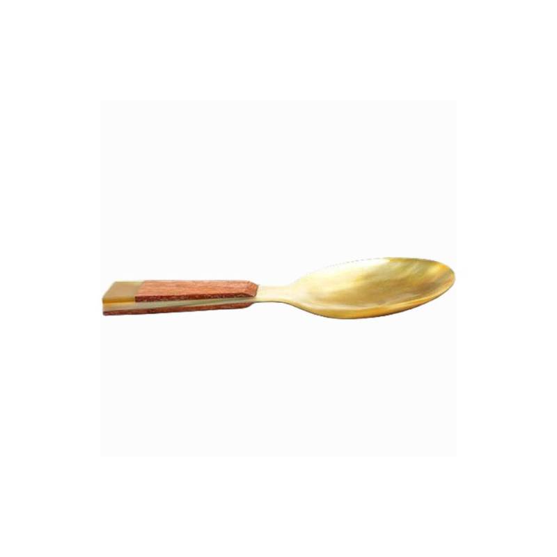 Cuchara arrocera de cuerno rubio y madera 24 cm