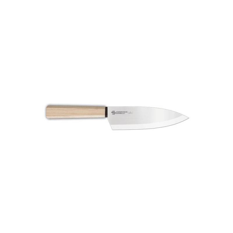 Cuchillo hexagonal de acero inoxidable y madera Deba 16 cm