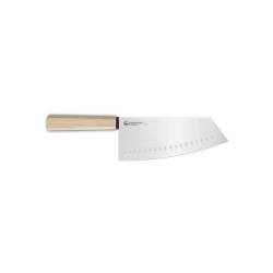 Cuchillo oriental hexagonal de acero inoxidable y madera 18 cm