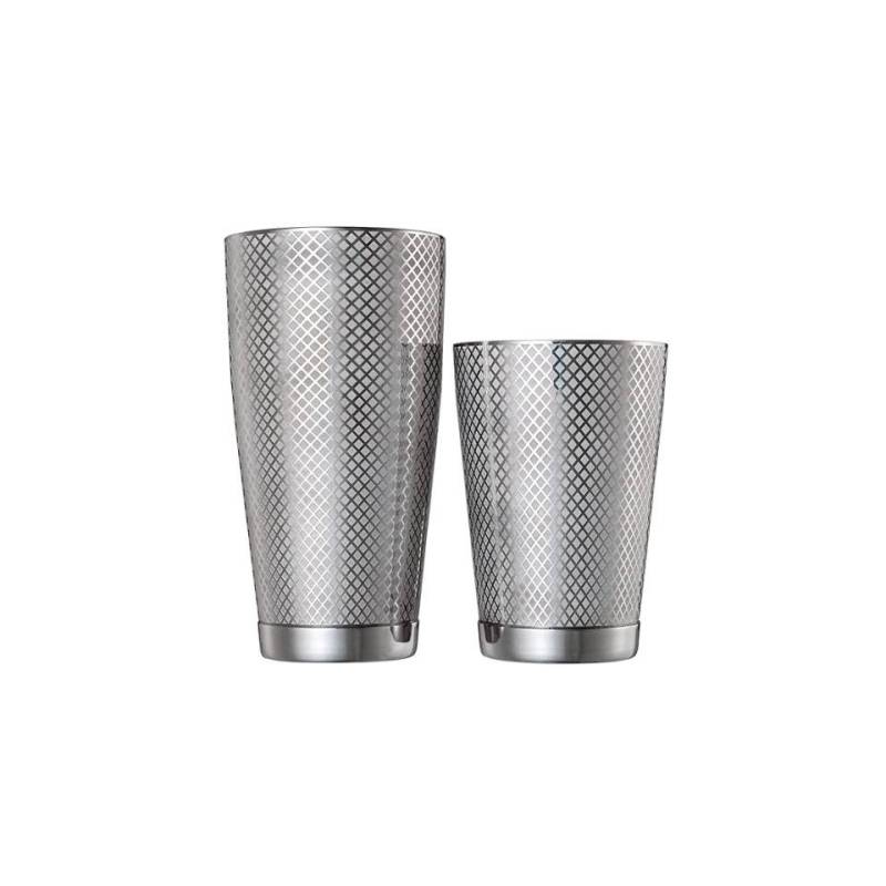 Shaker boston 2 pièces acier inoxydable diamant treillis décoration oz.18/28