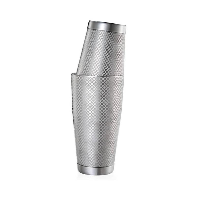 Coctelera boston 2 piezas acero inoxidable diamante enrejado decoración oz.18/28