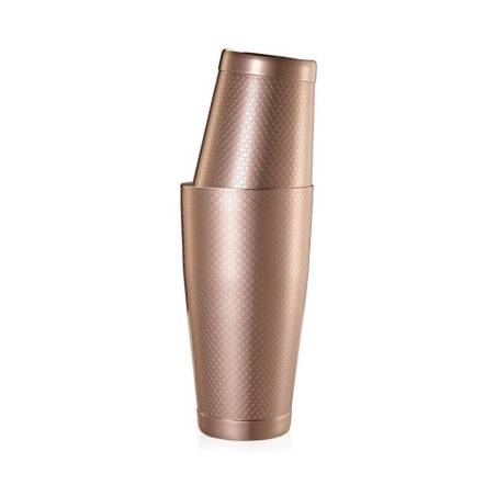 Coctelera boston 2 piezas acero inoxidable cobreado diamante enrejado decoración oz.18/28
