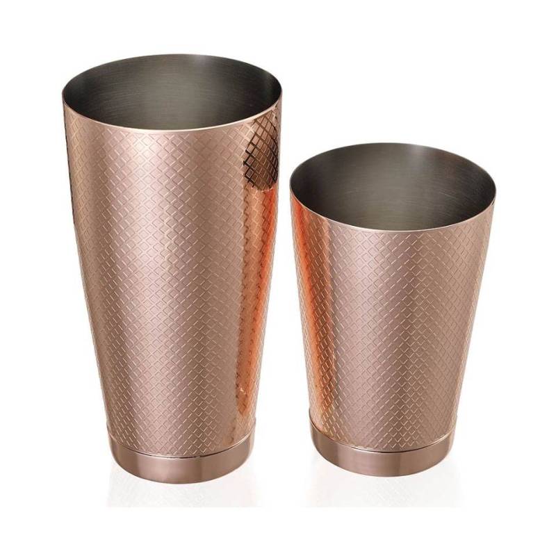 Shaker boston 2 pièces acier inoxydable cuivre plaqué diamant treillis décoration oz.18/28
