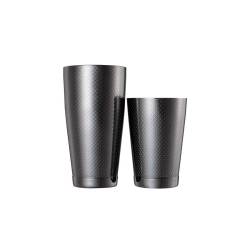 Coctelera boston 2 piezas acero inoxidable diamante negro enrejado decoración oz.18/28
