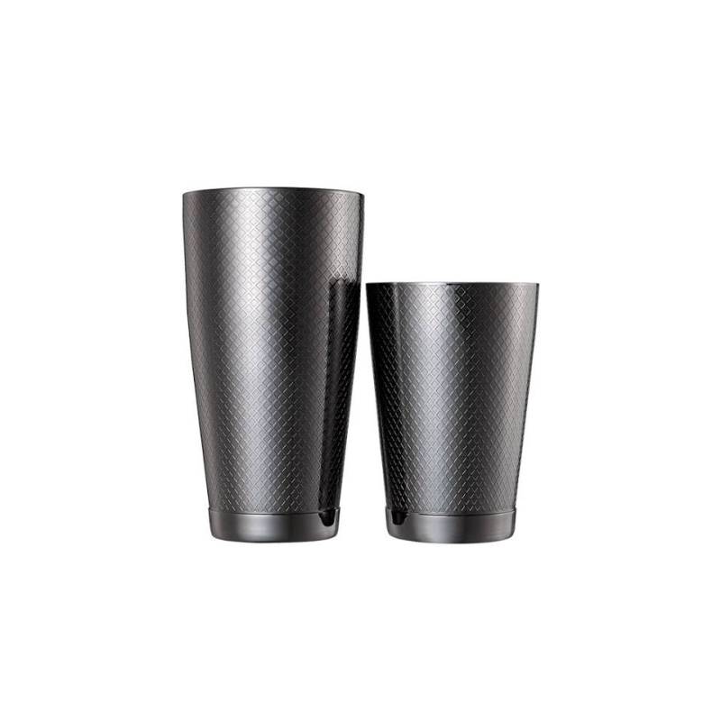 Shaker boston 2 pièces acier inoxydable treillis diamant noir décoration oz.18/28