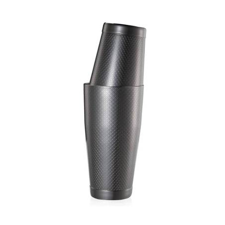 Coctelera boston 2 piezas acero inoxidable diamante negro enrejado decoración oz.18/28