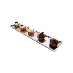 Bandeja rectangular para barras de pastelería en abs plata cm 60x10x1