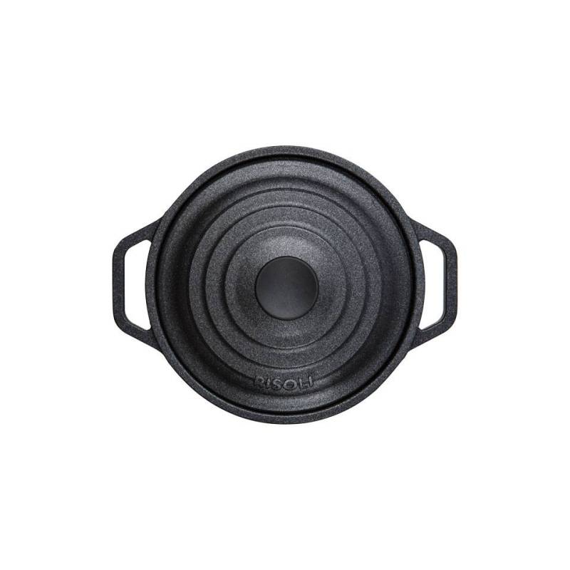 Le Pignatte Risolì Cocotte ronde antiadhésive en aluminium à 2 poignées avec couvercle pour induction 24 cm