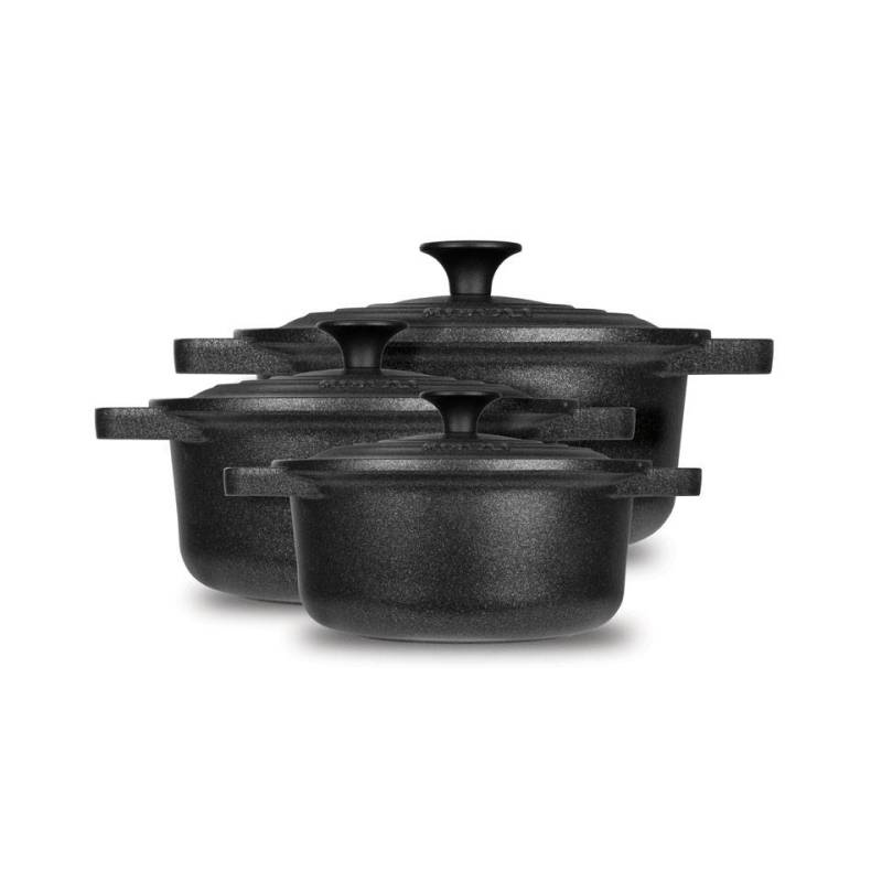 Le Pignatte Risolì Cocotte ronde antiadhésive en aluminium à 2 poignées avec couvercle pour induction 24 cm