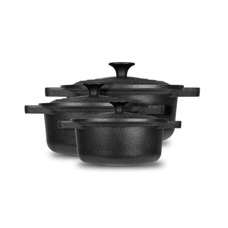 Le Pignatte Risolì Cocotte ronde antiadhésive en aluminium à 2 poignées avec couvercle pour induction 24 cm