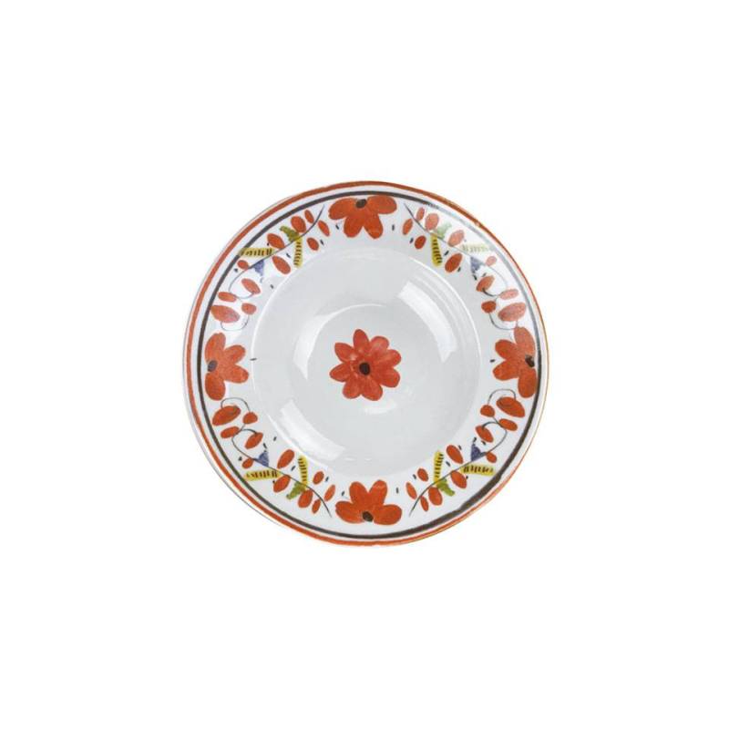 Maritime Sorrento cuenco para pasta de porcelana blanca con flores rojas 26,5 cm