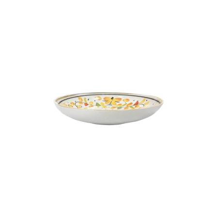 Plato bajo de porcelana blanca Venecia Marítima con flores amarillas cm 22