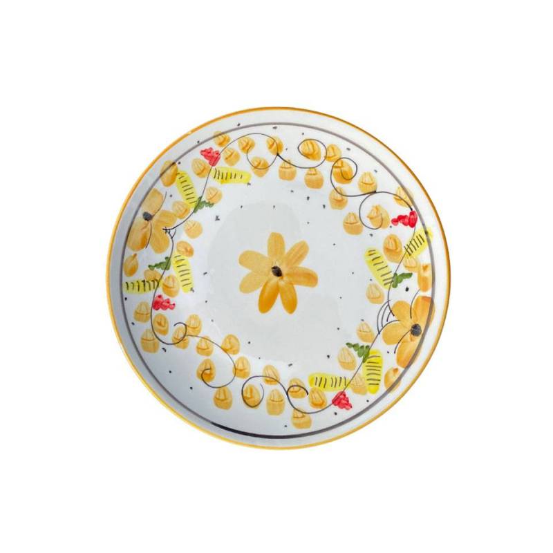 Plato llano de porcelana blanca Maritime Venezia con flores amarillas cm 28