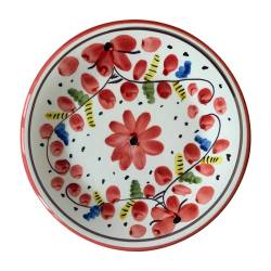 Plato para pizza Maritime Sorrento de porcelana blanca con flores rojas cm 33