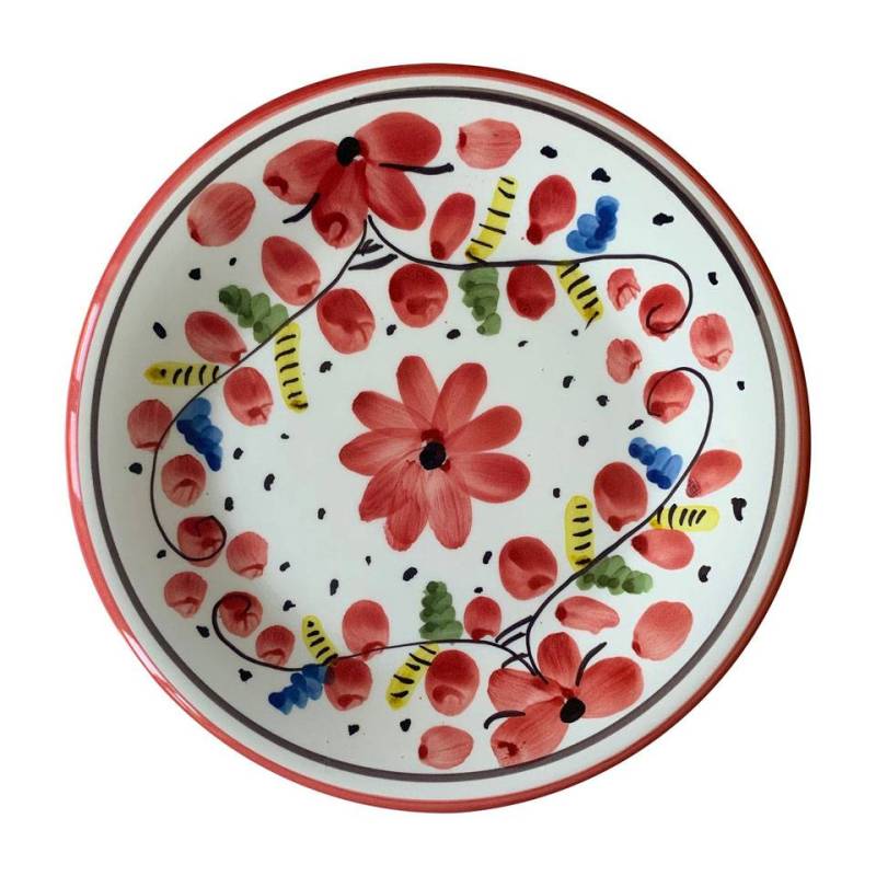 Maritime Sorrento assiette à pizza en porcelaine blanche avec fleurs rouges cm 33