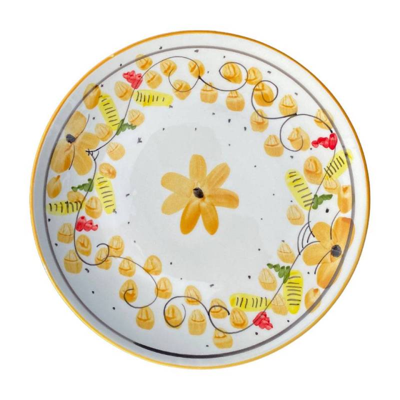 Maritime Venezia plato de porcelana blanca para pizza con flores amarillas cm 33
