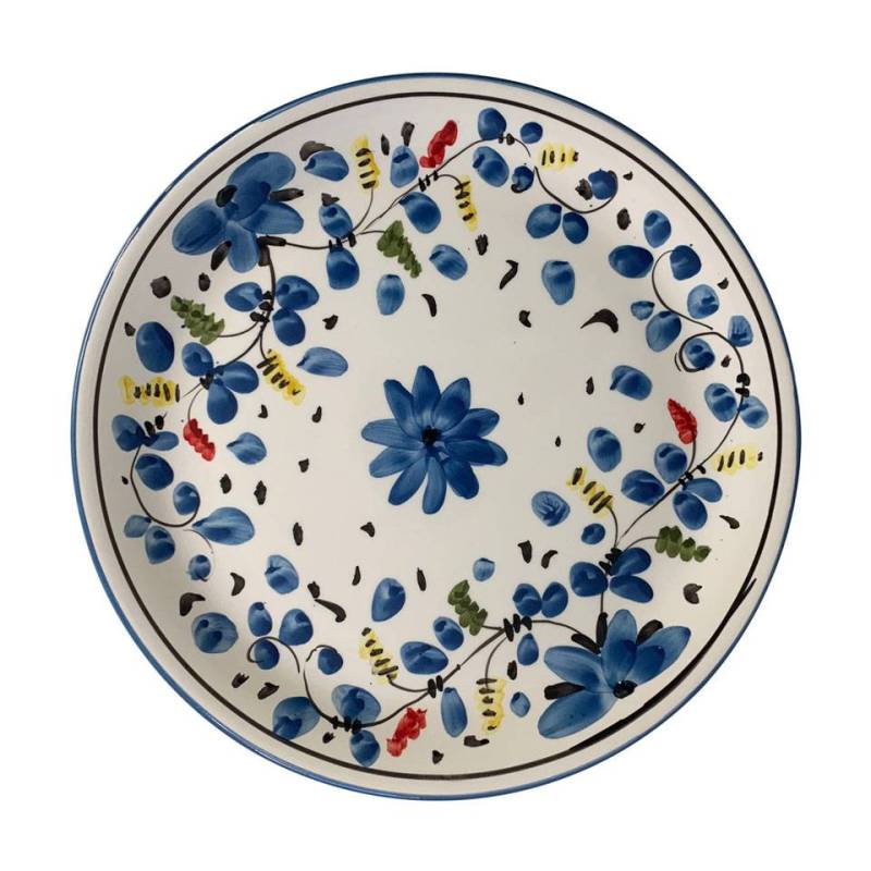 Maritime Capri assiette à pizza en porcelaine blanche avec fleurs bleues cm 33