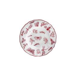 Sonia Pink Assiette creuse en porcelaine blanche et rose avec décoration papillon 22 cm