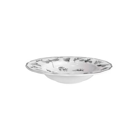 Sonia Black plato hondo de porcelana blanca y negra con decoración de mariposas 22 cm
