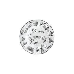 Sonia Black plato hondo de porcelana blanca y negra con decoración de mariposas 22 cm
