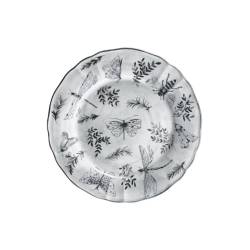 Assiette plate Sonia Black en porcelaine noire et blanche avec décor de papillons 28 cm