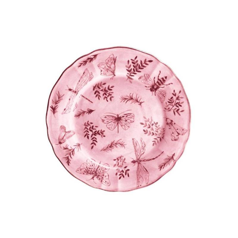 Sonia Pink plato de porcelana blanca y rosa con decoración de mariposas 28 cm