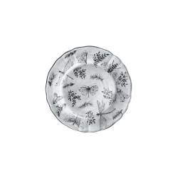 Plato llano Sonia Black de porcelana negra y blanca con decoración de mariposas 22 cm