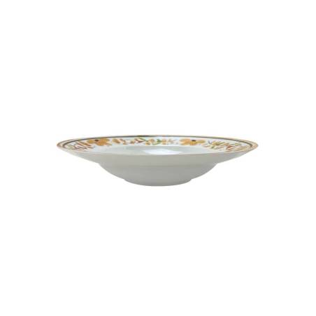 Cuenco para pasta de porcelana blanca Maritime Venezia con flores amarillas 26,5 cm