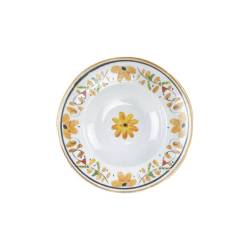 Cuenco para pasta de porcelana blanca Maritime Venezia con flores amarillas 26,5 cm