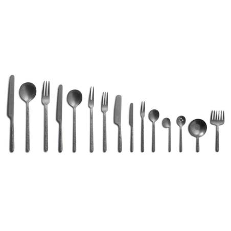 Cuchara lateral moka de acero inoxidable martillado envejecido Kodai 9,7 cm