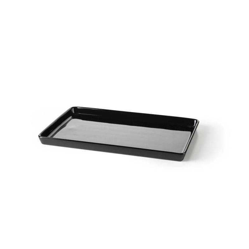 Plateau rectangulaire en porcelaine noire 30x19x2 cm